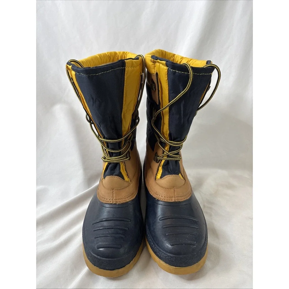 Lands' End Men's 10D‎ Waterproof Snow Rain Duck Boots Sherpa Lined Blue Yellow - Picture 3 of 10